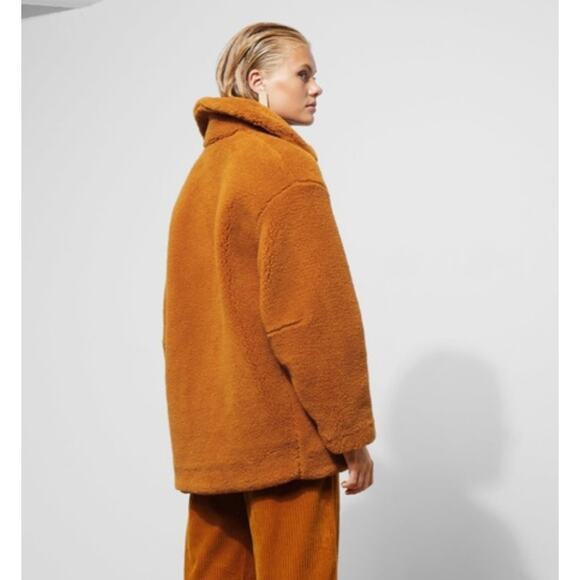 Weekday Felice Fleece Long Sleeve Full Zip Teddy Coat Jacket, size XS - Picture 2 of 9